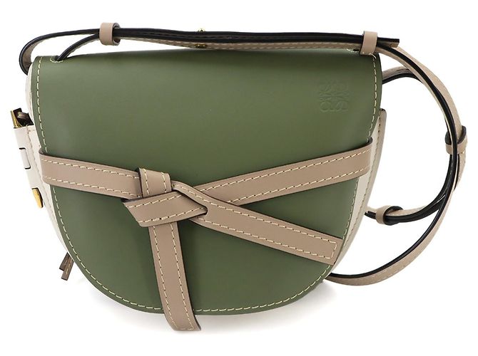 Bolsa de Ombro Loewe Gate Bag Small Branco Bege Verde