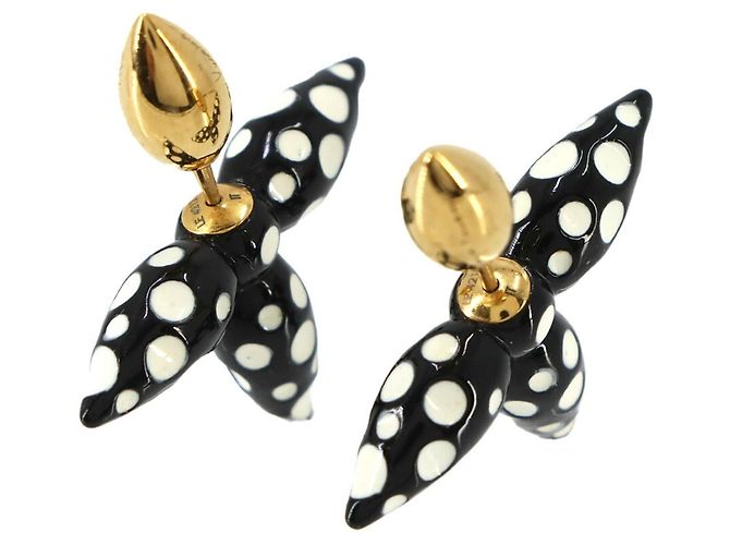 Louis Vuitton LV x YK Infinity Dot Boucles d'Oreilles Louisette Earrings Schwarz Weiß Golden