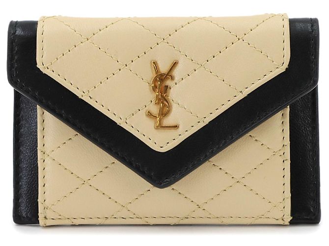 Autre Marque Porte-cartes à rabat Saint Laurent Gaby Noir Beige