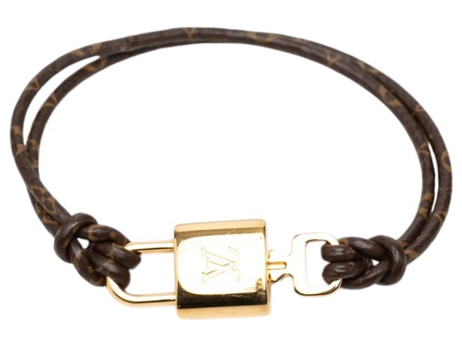 Pulseira Louis Vuitton Brown Monogram LV Padlock 17 Marrom