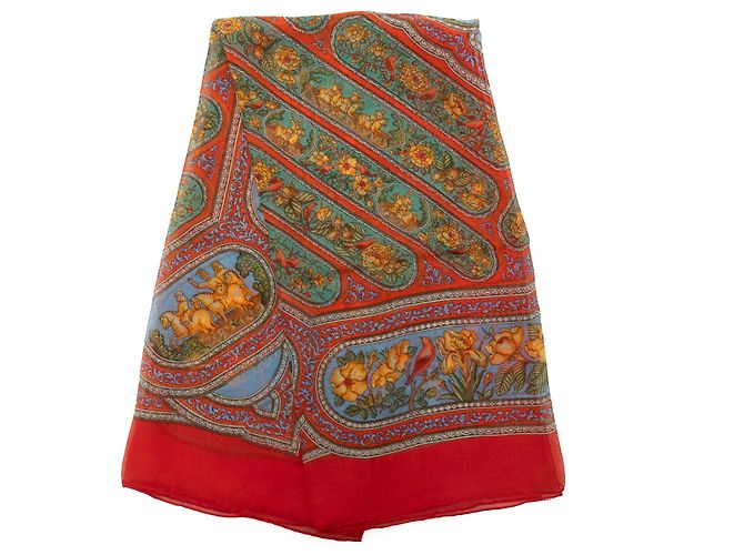 Hermès Orange Qalamdan Seidentuch 90 Rot