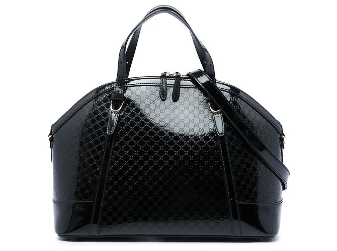 Bolso Gucci Nice Dome Large de charol Microguccissima negro