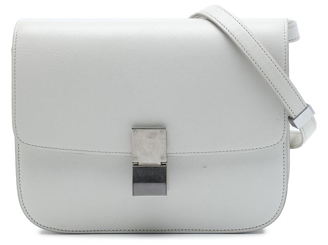 Céline Celine White Medium Calfskin Classic Box Branco
