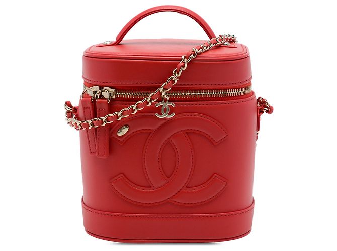 Vanity Neceser Chanel Red CC de piel de cordero Roja