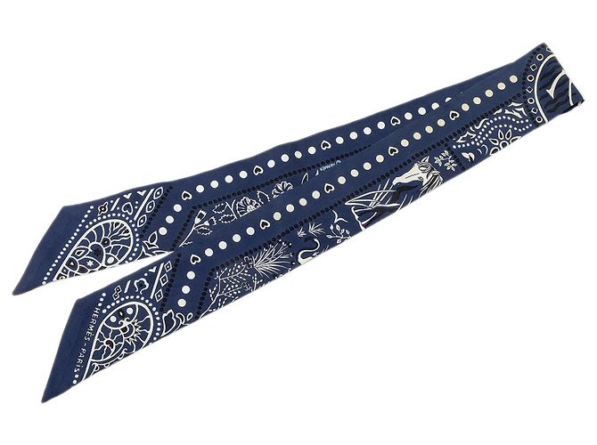 Hermès Blue Entre Ciel Et Mer Seidentuch Twilly Blau Dunkelblau