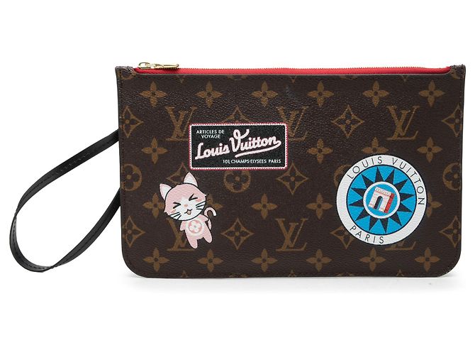 Pochette Louis Vuitton Brown Monogram Catogram Neverfull MM Marron