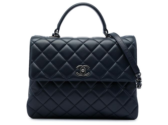 Chanel Blue Large Lambskin Trendy CC Top Handle Flap Bleu Bleu Marine