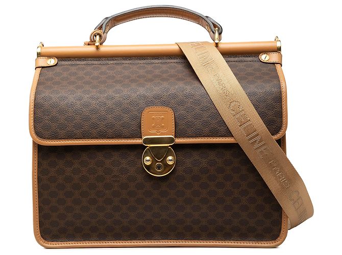 Céline Celine Brown Macadam Coated Canvas Satchel