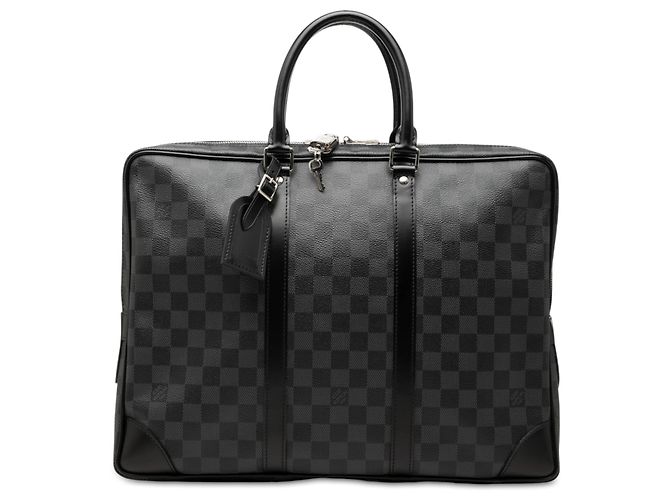 Louis Vuitton Black Damier Graphite Porte Documents Voyage PM Schwarz