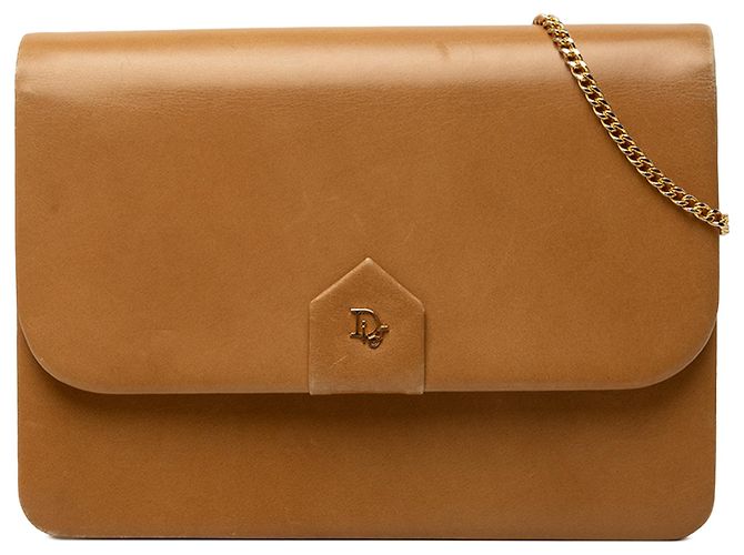 Autre Marque Borsa a tracolla Dior in pelle marrone con catena