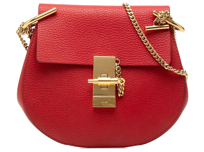 Chloé Mini Borsa a Tracolla Drew in Pelle Rossa Rosso
