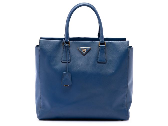 Prada Blue Saffiano Lux Open Convertible Tote Bleu