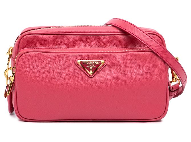 Borsa Camera Prada in Saffiano rosa con doppia zip