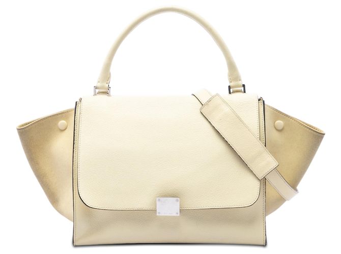 Céline Sac Trapeze Celine Medium Bicolor en cuir de veau et daim Marron Beige