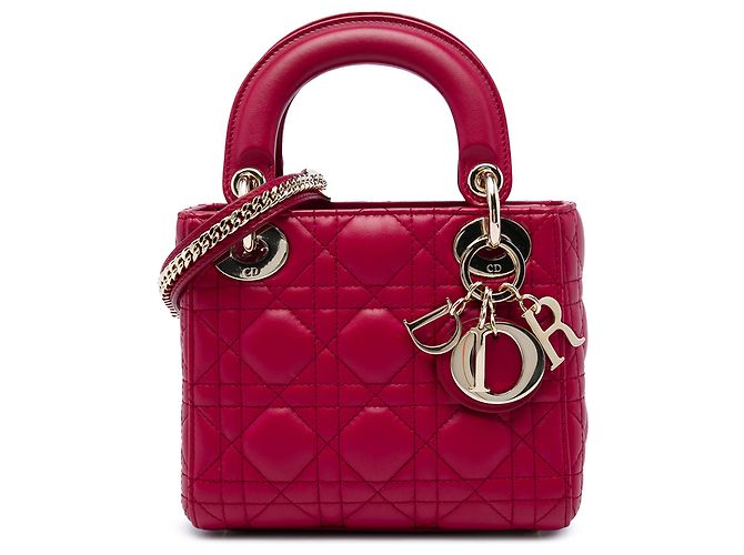 Dior Pink Mini Lambskin Cannage Lady Dior Rose