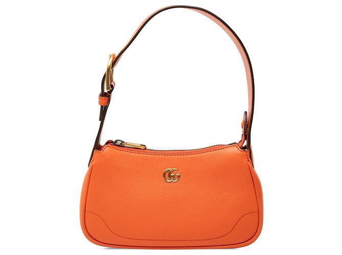 Bolsa de Ombro Mini Aphrodite em Couro Laranja Gucci