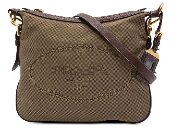 Prada Beige Canvas Canapa Logo Crossbody