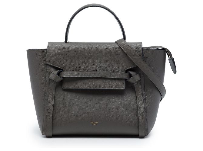 Belt Bag Céline Bolsa de cintura Celine em couro de bezerro micro granulado cinza Marrom