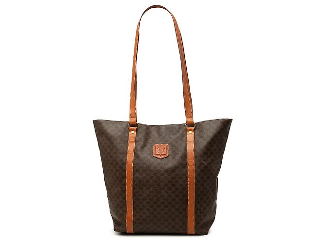 Céline Tote Celine Brown Macadam Coated Canvas Marrone