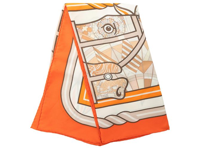 Lenço de seda Hermès Orange Quadrige 70 Laranja