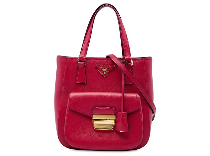 Bolso Tote Prada Red Saffiano Lux Metropolis Roja