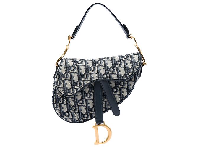 Autre Marque Bolso Saddle Mini de lona Oblique azul Dior Azul marino