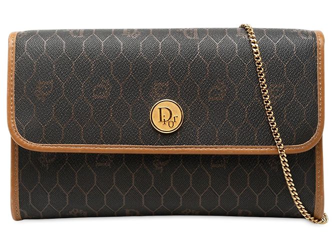 Autre Marque Borsa a tracolla Dior Black Honeycomb Coated Canvas Chain Flap Nero