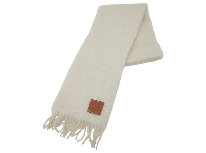 Loewe Anagram Schal Creme Wolle Mohair Roh