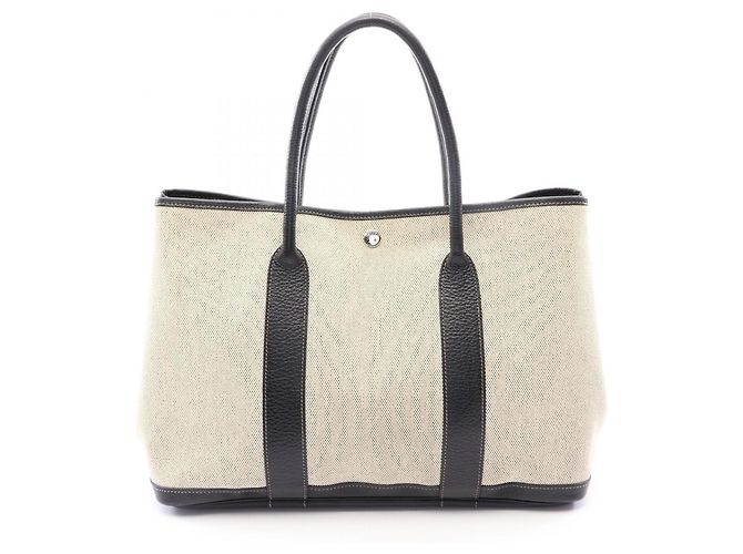 Hermès Sac cabas Hermes Garden Party PM Optical H Noir Beige Écru