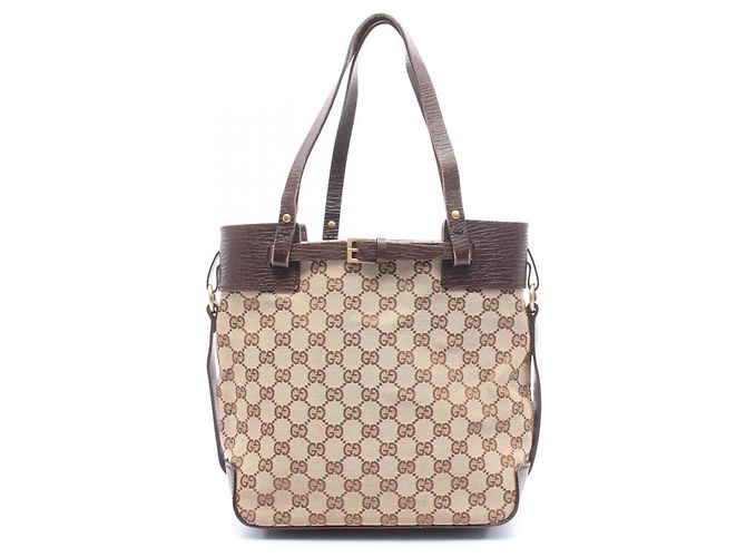 Gucci GG Canvas Tote Bag Brown Beige