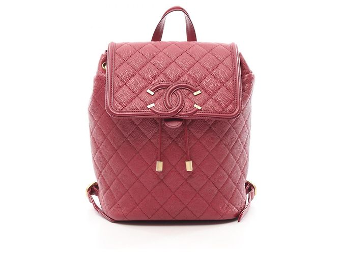 Chanel CC Filigree Matelassé Rucksack Rot