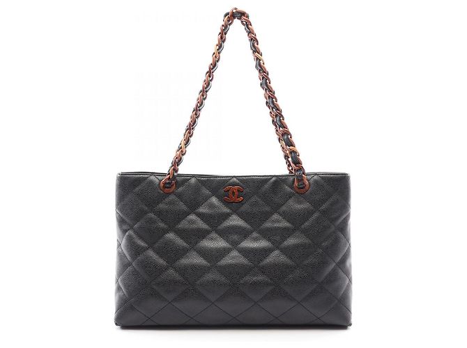 Bolso Tote Chanel Matelassé con cadena efecto madera Negro