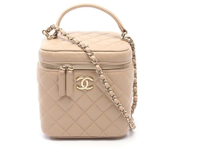 Vanity Chanel Matelassé Handtasche aus beigem Leder