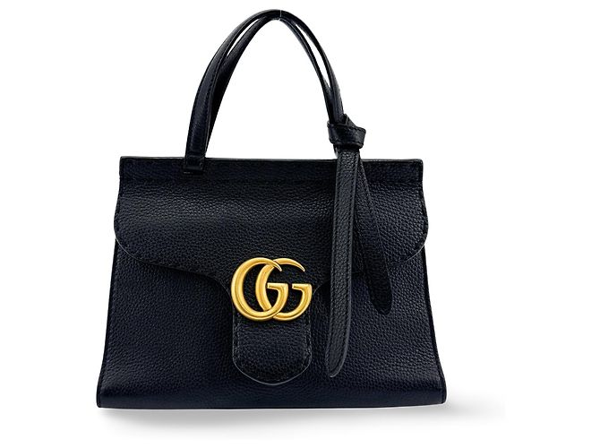 Gucci GG Marmont Top Handle Leather Mini Nero