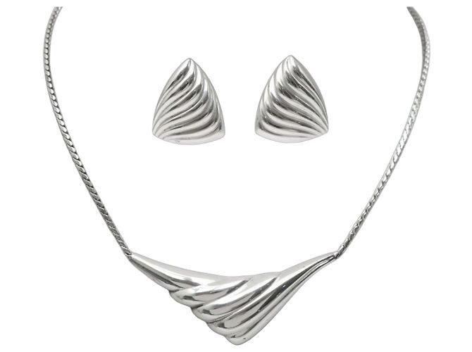 SET CHRISTIAN DIOR COLLAR + PENDIENTES DE CONCHA EN PLATA 925