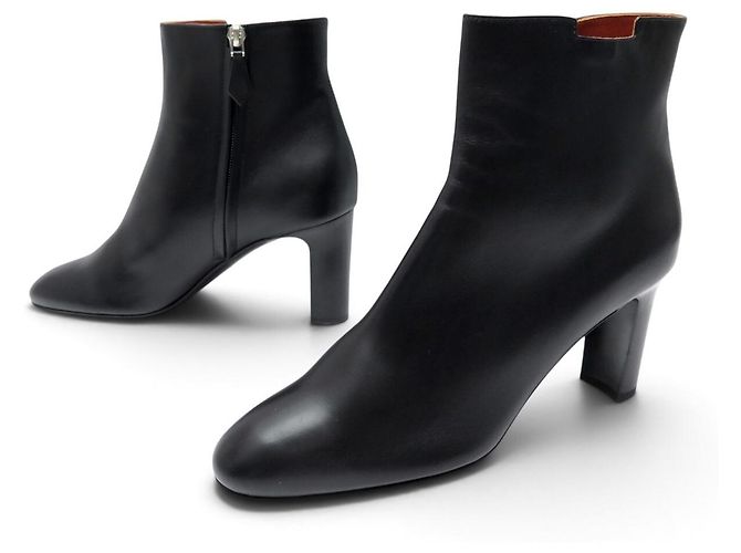 Kelly Hermès NEW HERMES SAINT GERMAIN REVISITEE ANKLE BOOTS 39 BLACK LEATHER BOX LOW BOOTS