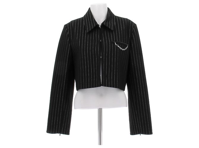 Blazer a righe nero Ganni
