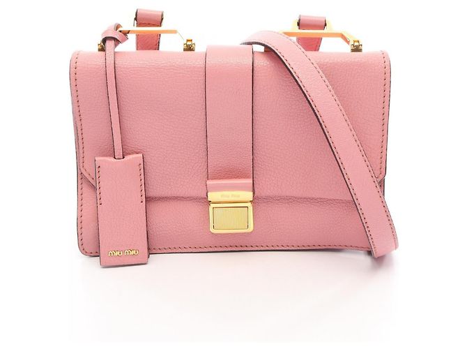 Bolsa de Ombro Miu Miu Madras Pink Leather Rosa