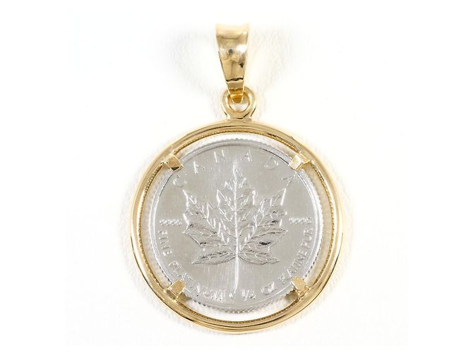 Autre Marque Colar com pingente em ouro amarelo 14K e platina Dourado
