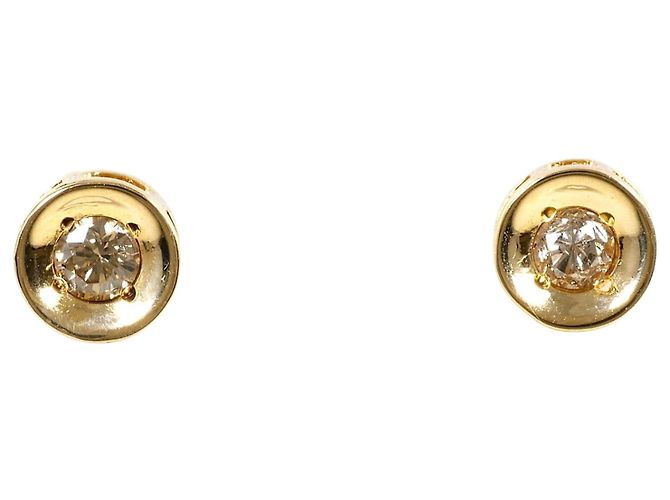 Autre Marque Pendientes de botón en oro amarillo 18K con diamantes marrones Castaño Dorado