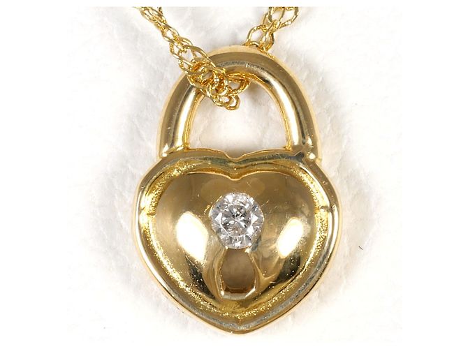 Autre Marque Colar em ouro amarelo 18K com diamante Dourado