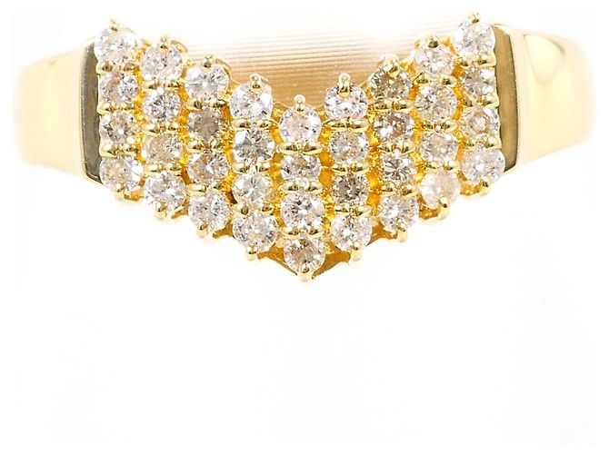 Autre Marque Bague alliance en or jaune 18K avec diamant Doré