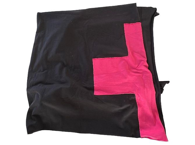 Autre Marque Cachecol asimétrico Plu preto e fúcsia Rosa