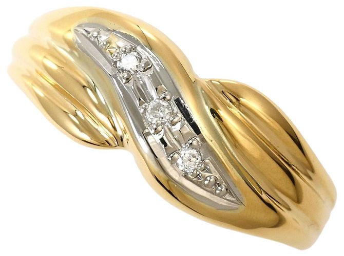 Autre Marque Anel aliança elegante em platina e ouro amarelo Dourado