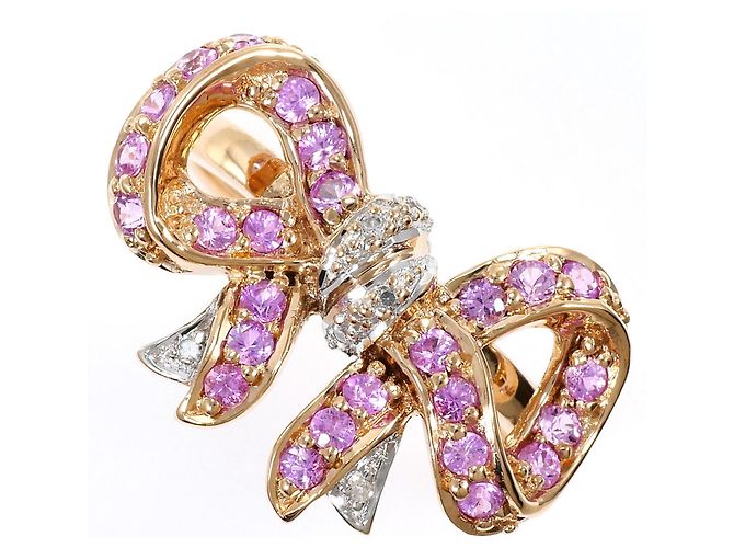 Autre Marque 10K Roségold Bandring mit Diamant und Saphir Pink Golden