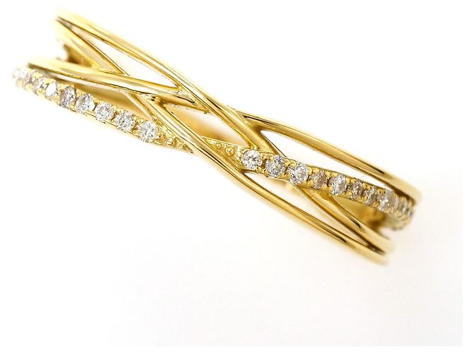 Autre Marque Ehering aus 18K Gelbgold mit Diamanten Golden
