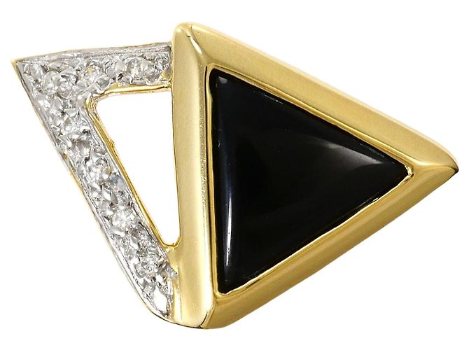 Autre Marque Anel aliança em ouro 18K com diamante e ônix Dourado