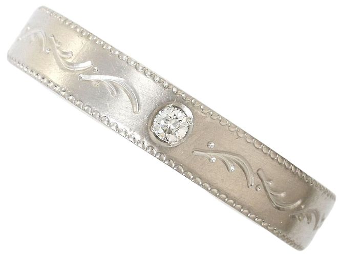 Autre Marque Platinum 900 Bandring mit Diamant und Saphir