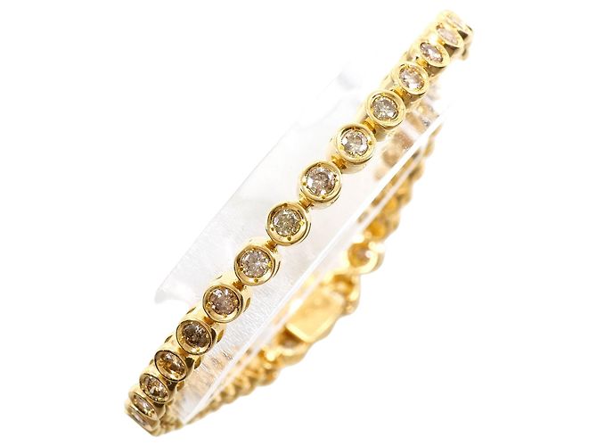 Autre Marque Pulseira de berloques em ouro amarelo 18K com diamantes Marrom Dourado