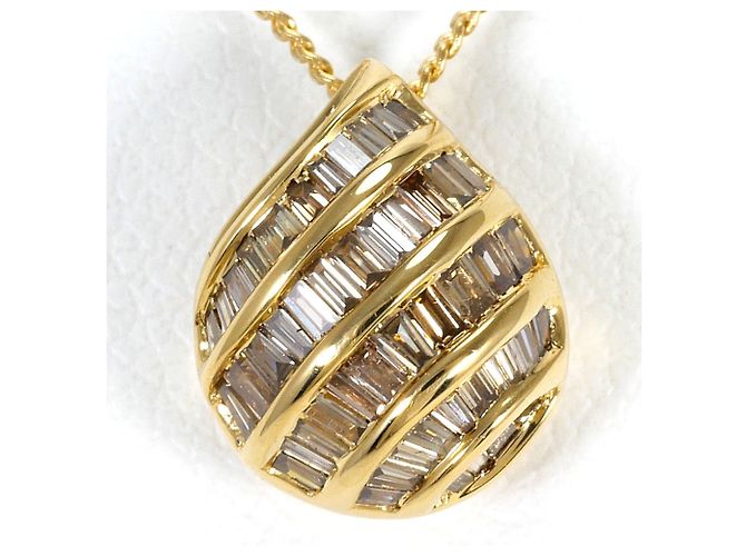 Autre Marque Collar de oro amarillo 18K con diamante marrón Castaño Dorado